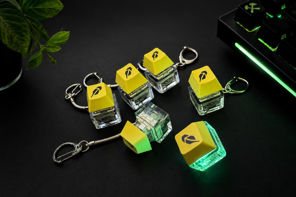 Custom branded keycap keychains for conference giveaways